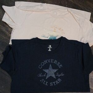 Converse Navy and Cream Tees, Large, Women's (BUNDLE DEAL)